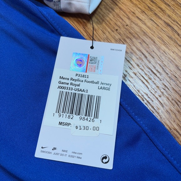 Nike Air Force Football Jersey Men's Large Blue Game Replica Engineered NWT - Picture 2 of 7